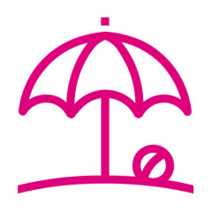 Icon: Beach umbrella and beach ball Icon: Beach umbrella and beach ball